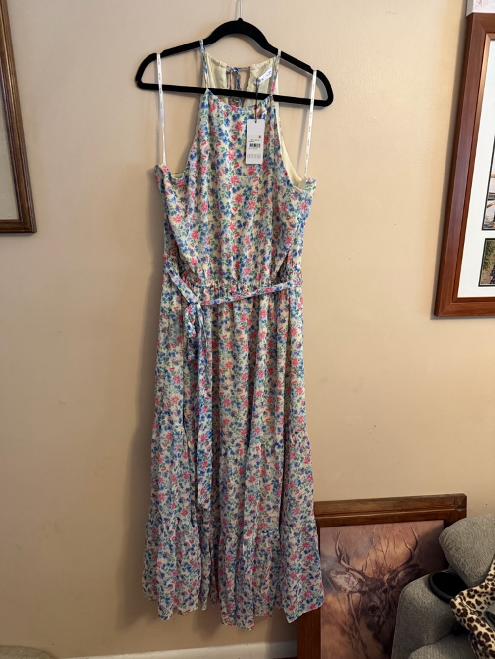 City Chic Floral Maxi Dress in White, Pink, Blue